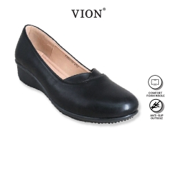 Black PVC Leather Hostel / Uniform / Formal Shoes Ladies FM62012